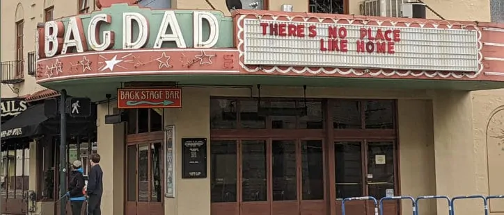 Bagdad Theater Marquee Covid Messaging