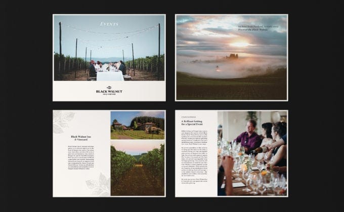 Black Walnut Hospitality Collateral, Event Brochure Design