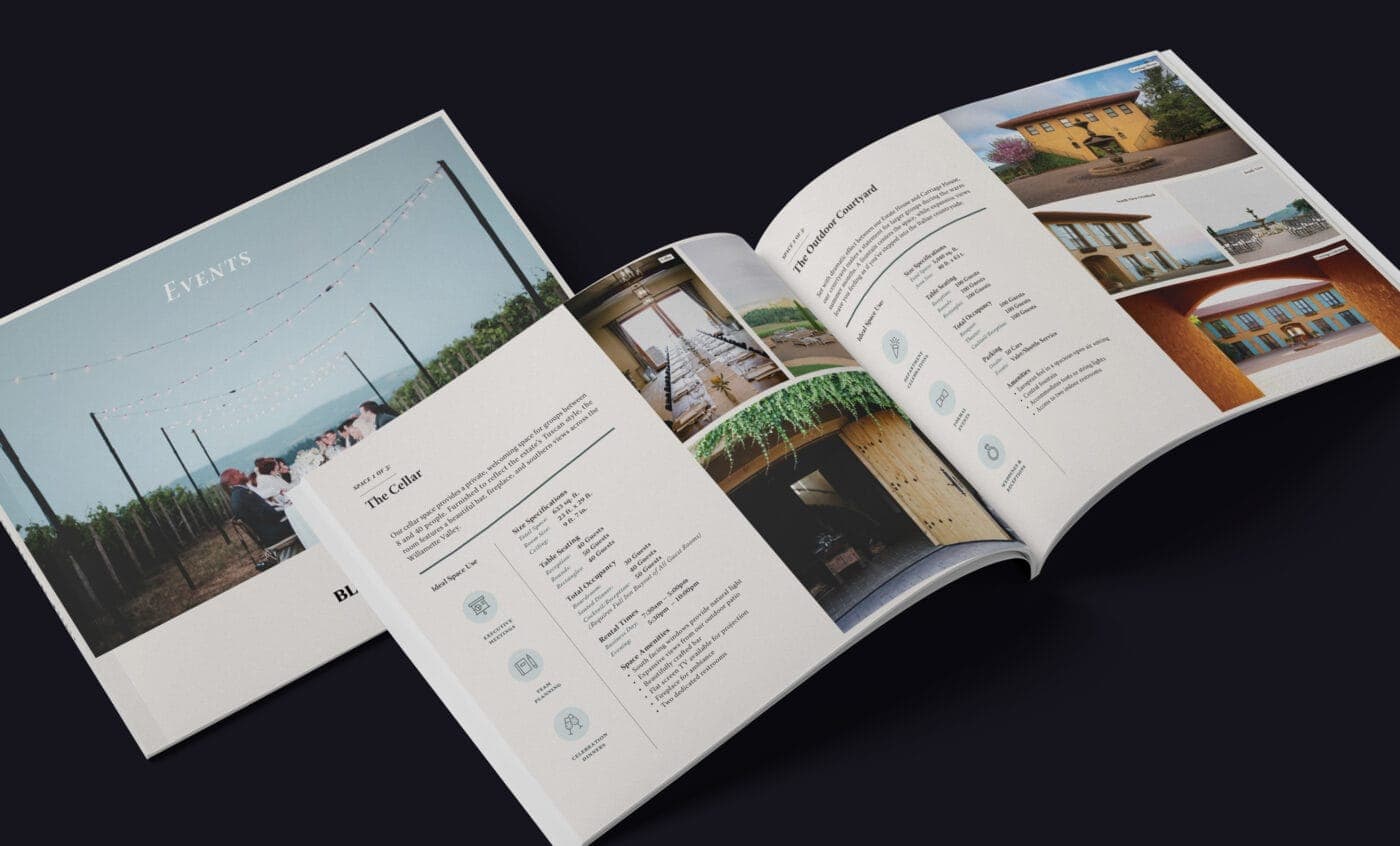 Black Walnut Hospitality Collateral, Event Brochure Design