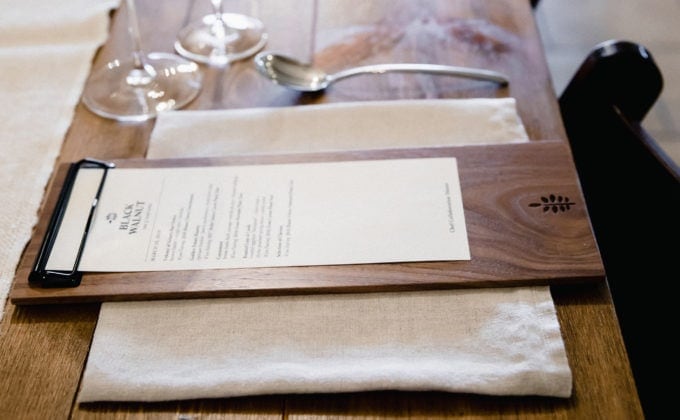 Black Walnut Hospitality Collateral, Menu Redesign Closeup