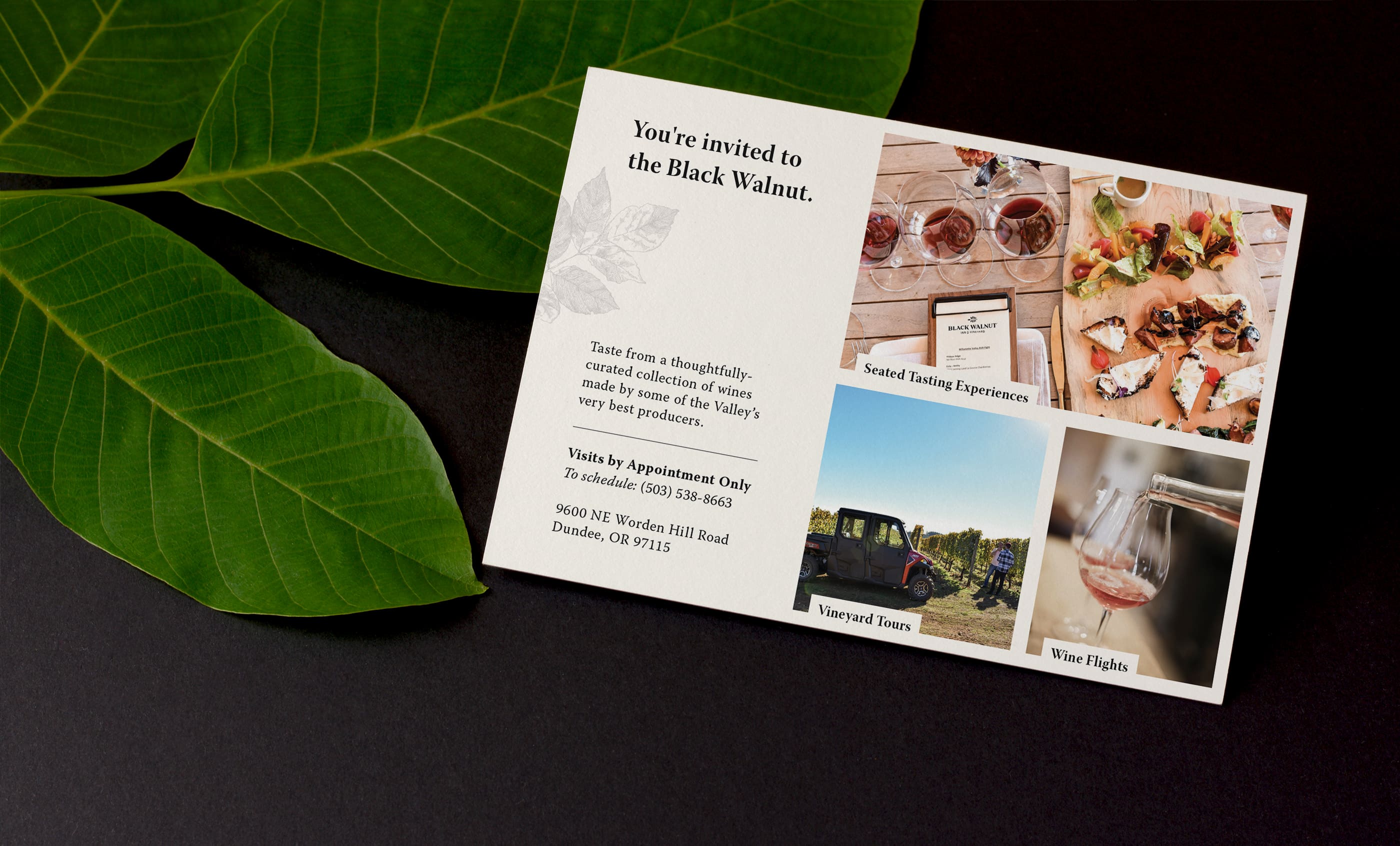 Black Walnut Hospitality Collateral, Referral Card