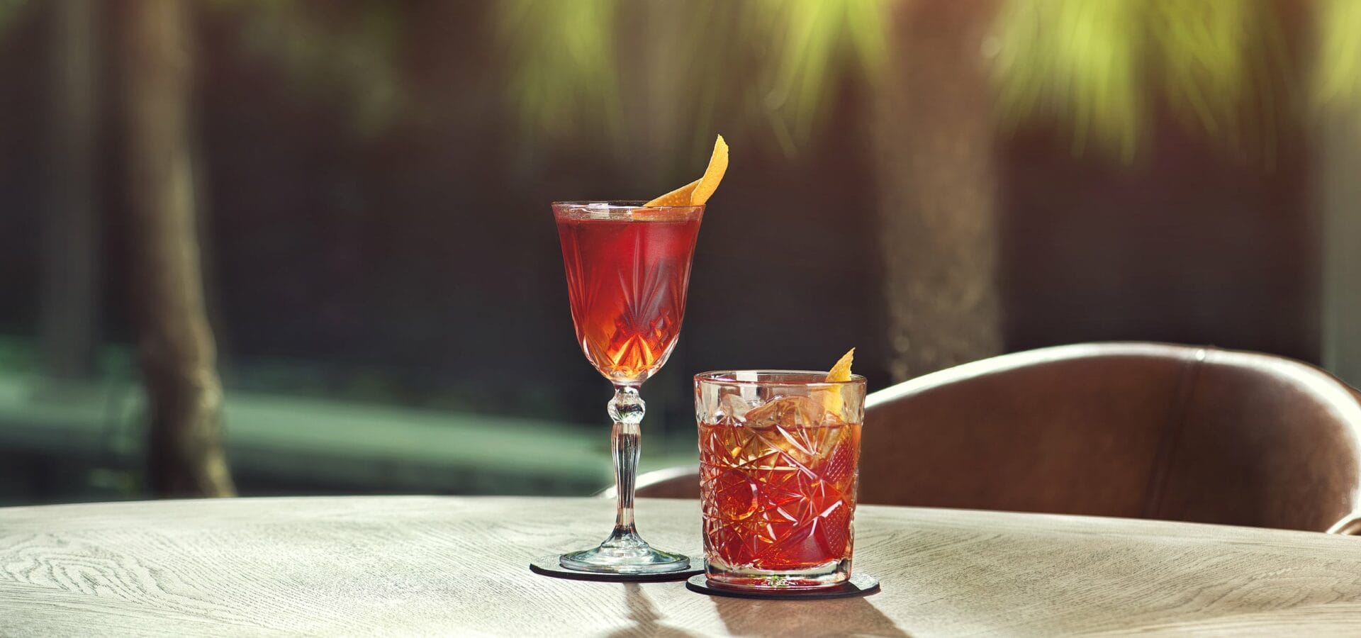 Negronis on a table outside