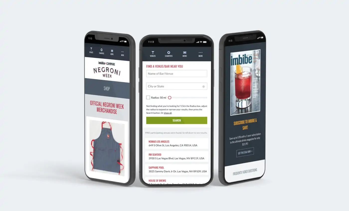 Negroni Week Website Mobile