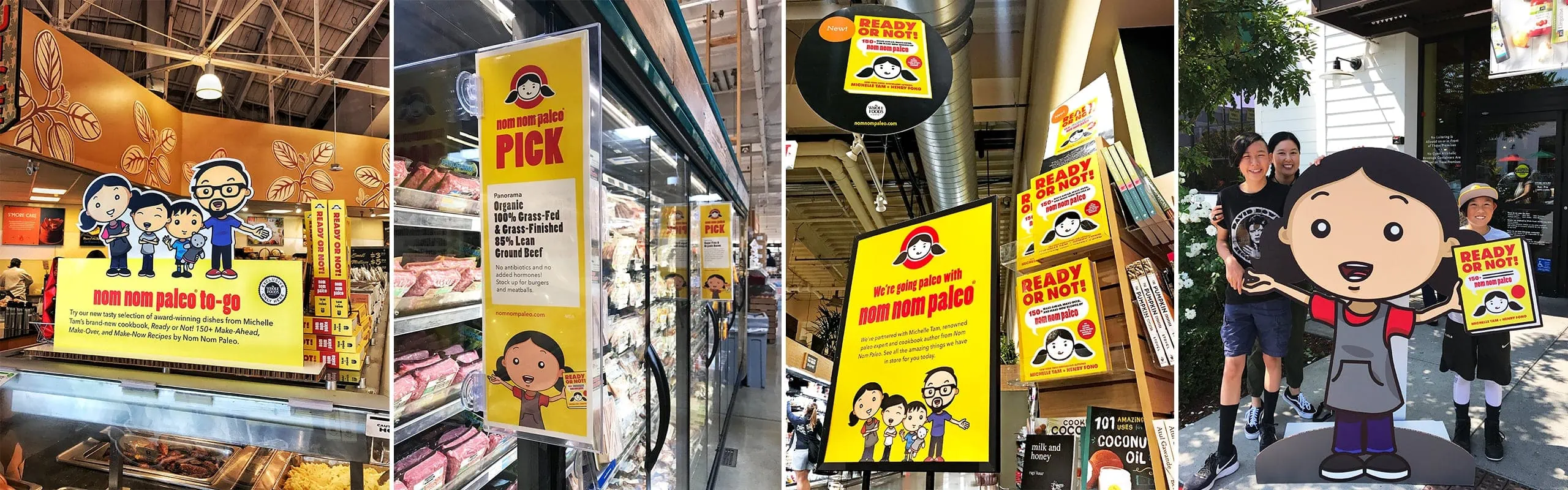 Whole Foods Market® co-branding; (left to right) point-of-purchase displays, Nom Nom Paleo "Picks", cook book display, life-sized Michelle cut-out