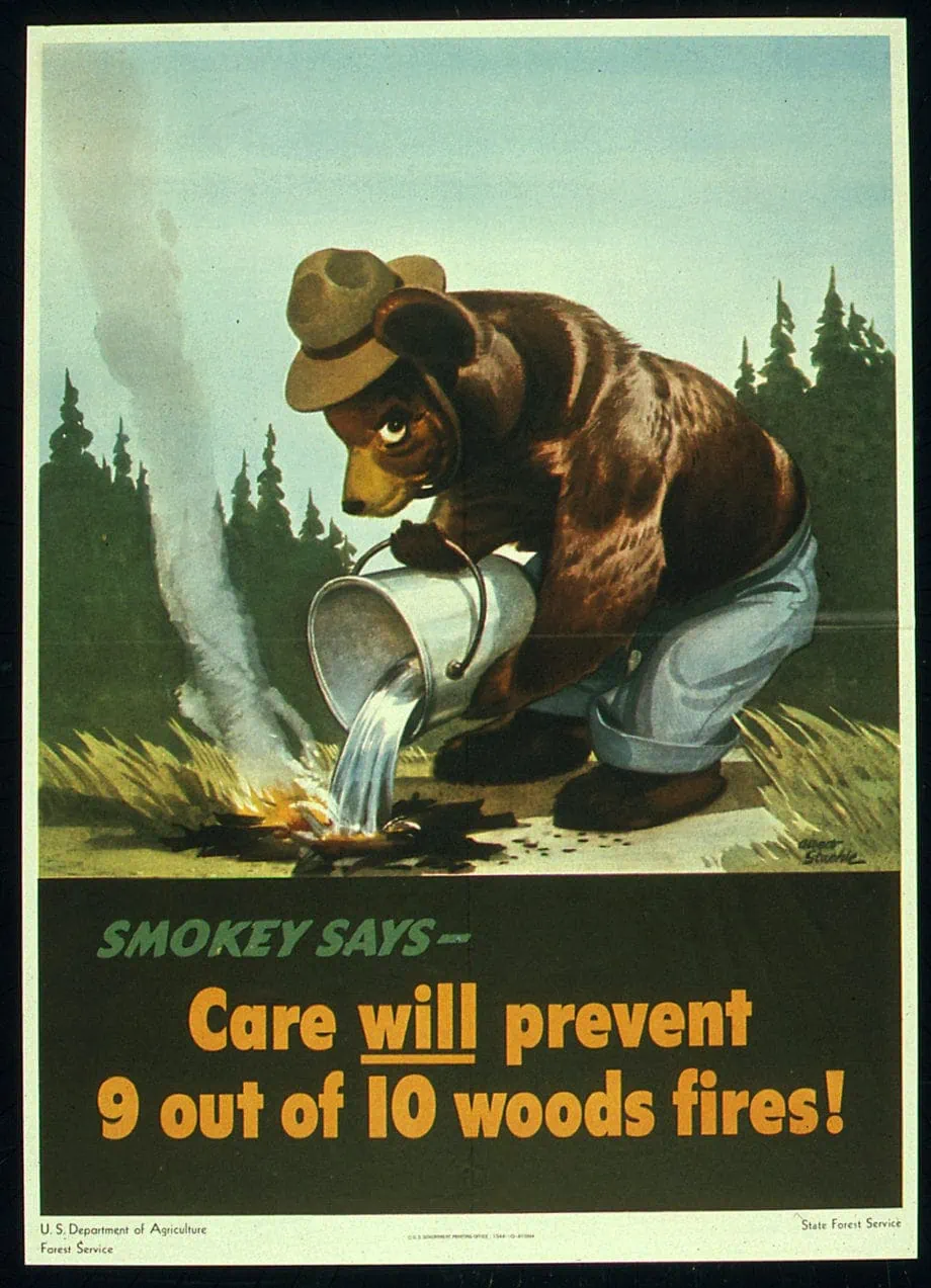 Smokey Bear Poster, "Smokey says — Care will prevent 9 out of 10 woods fires!"