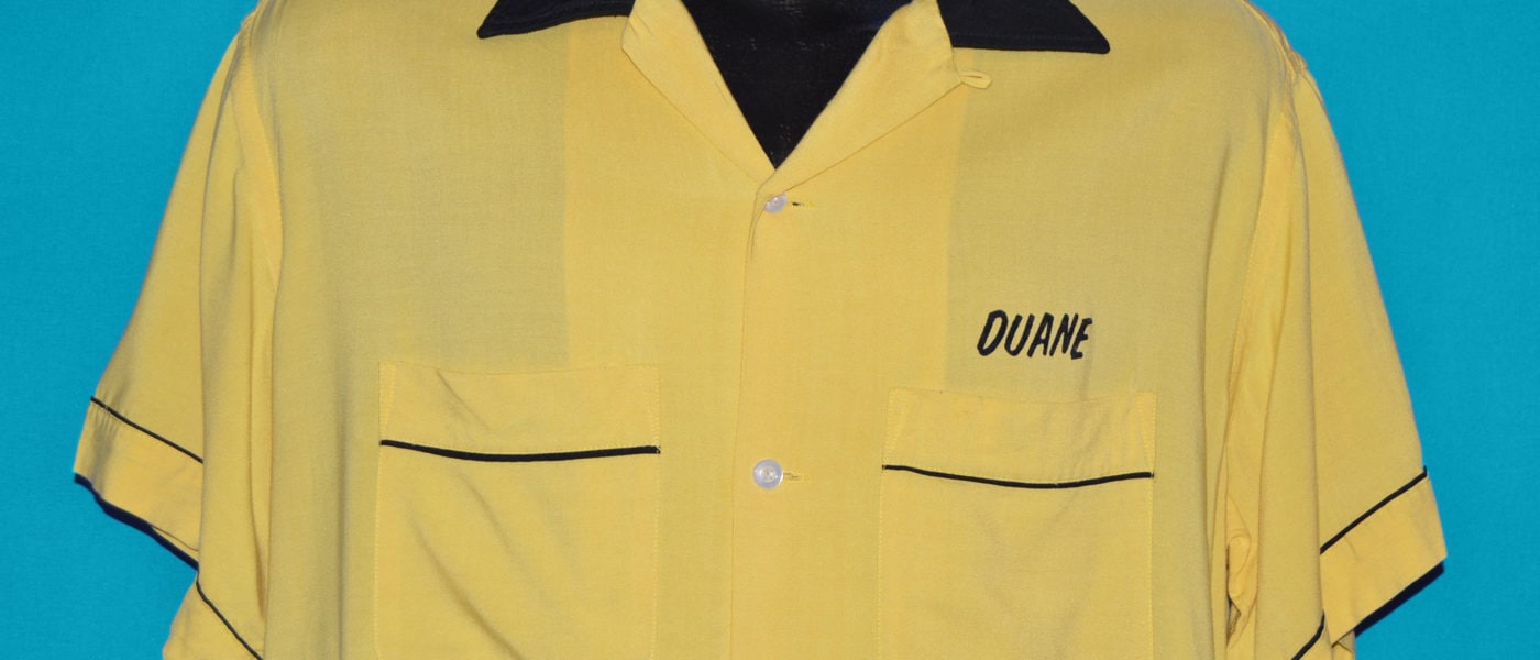 Vintage bowling shirt with embroidered name "Duane"