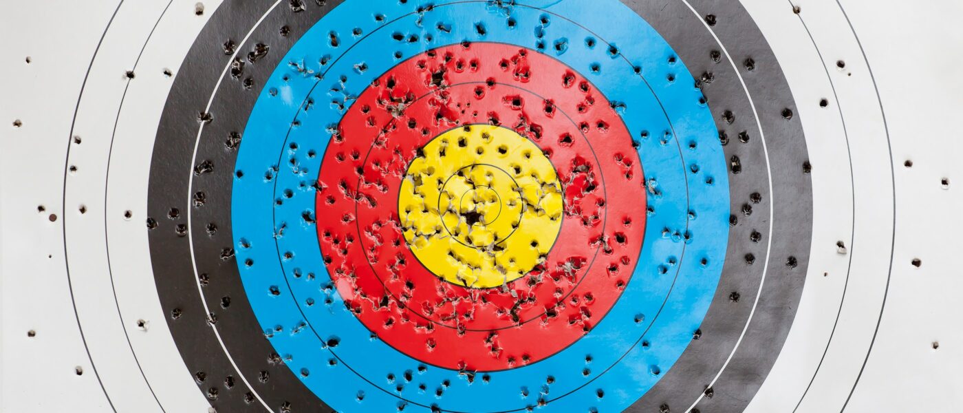 Archery target with many holes